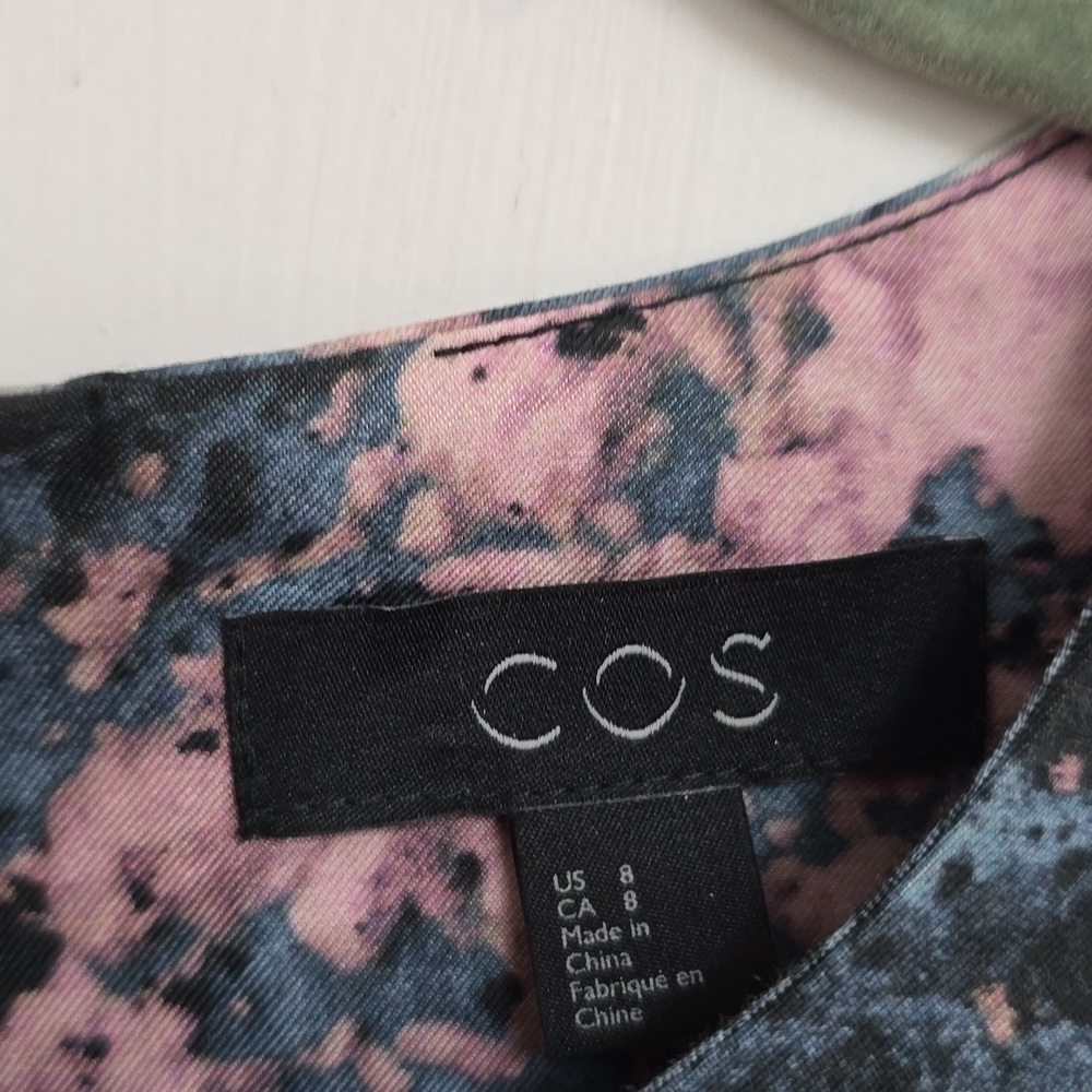 COS Women's Paint Splatter Dress Black/Blue/Purple Long Sleeve W/ Pockets - Picture 5 of 10